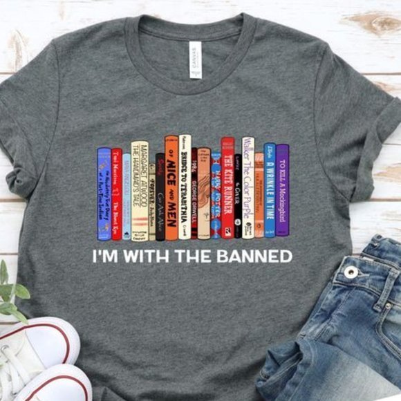 Enarly Other - I'm With The Banned Shirt, Banned Books T-Shirt, Reading Tee Shirt